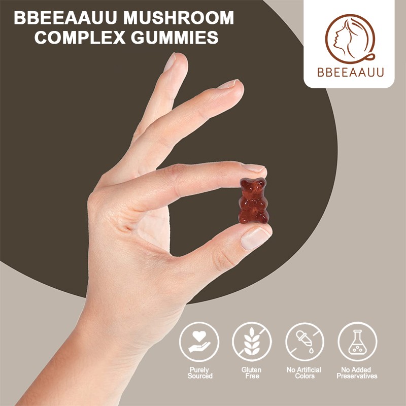 Mushroom Extract Complex Gummies Lions Mane Chaga Reishi Focus Memory Immunity