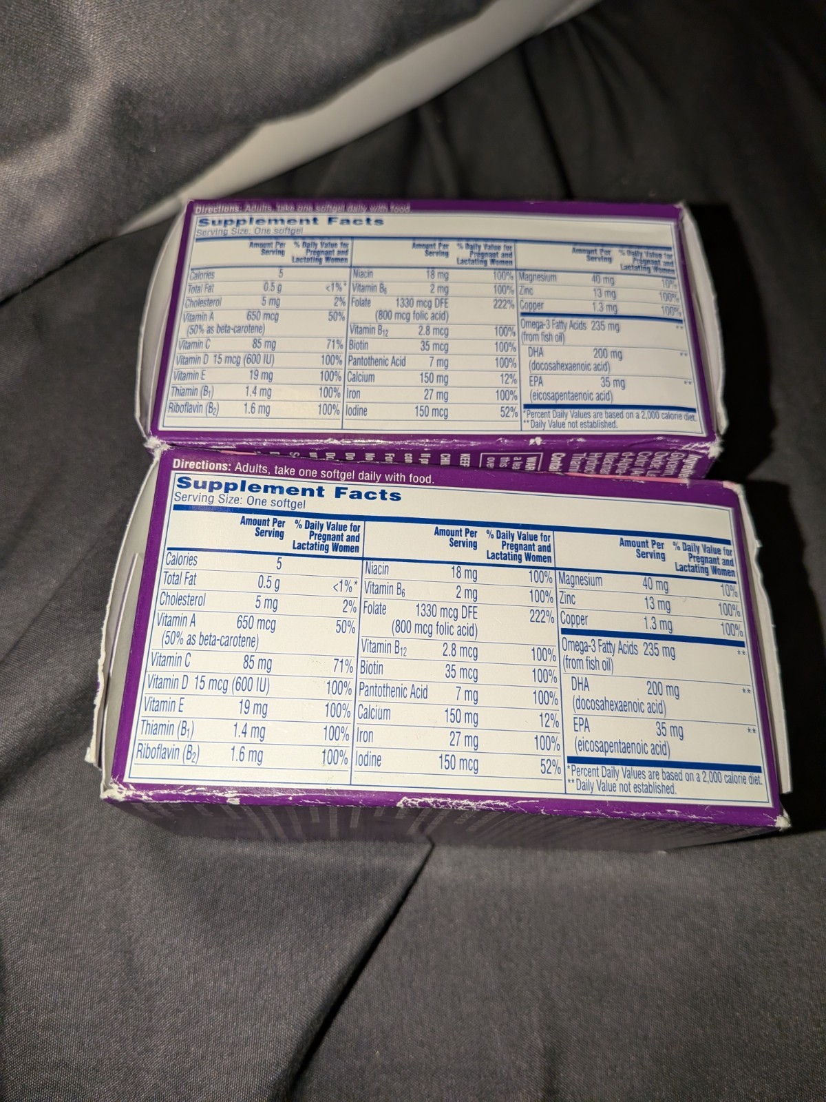 One A Day Prenatal 1 Multivitamin DHA Folic Acid Iron 60 Softgels (2) Exp 12/26