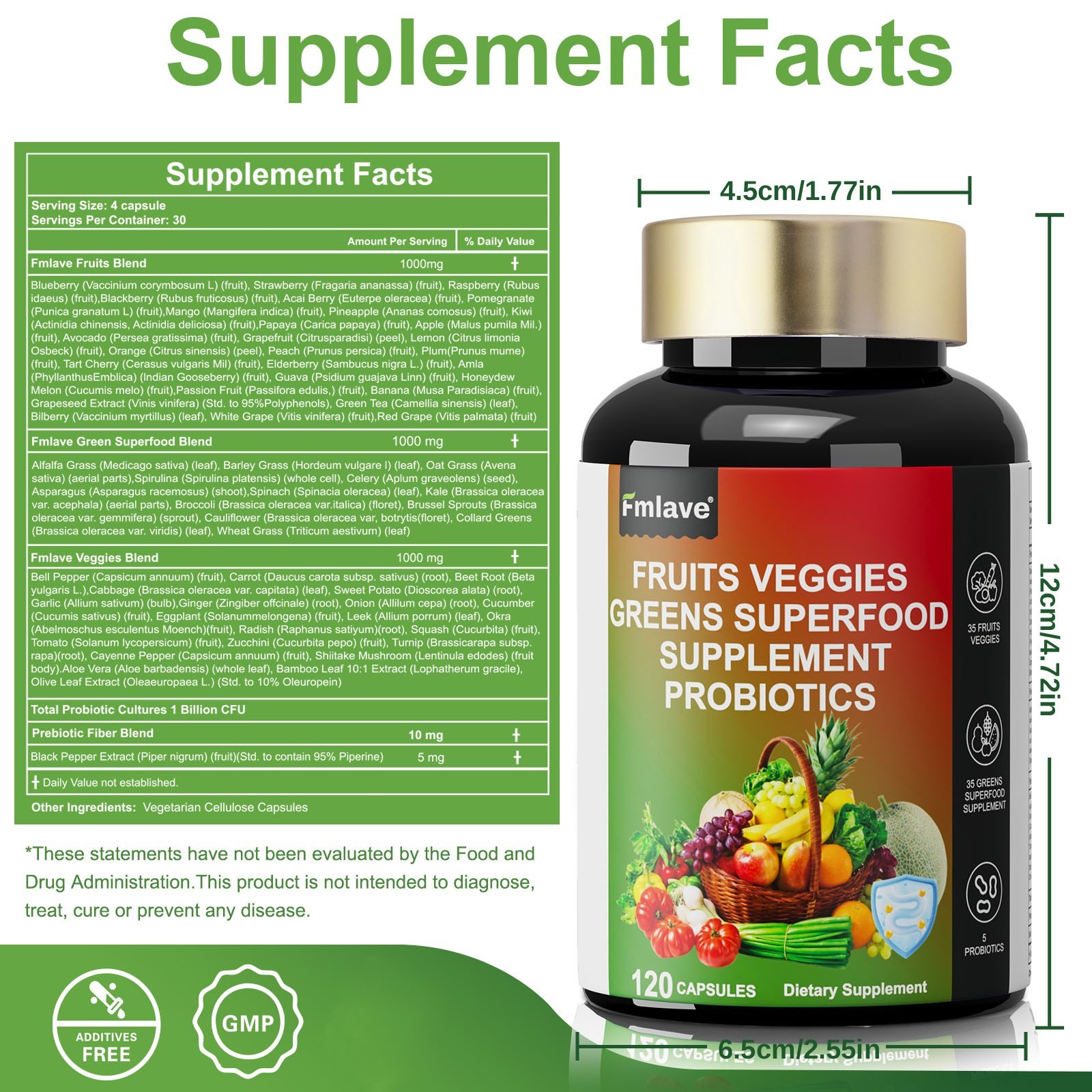 4 Pack Fruits and Veggies Supplement Balance of Daily Nature Fruits & Vegetables