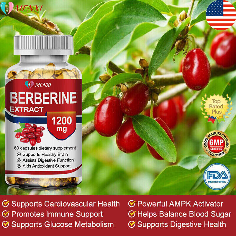 3 Packs Berberine 1200mg High Absorption For Blood Sugar Immune 3 Months Supply