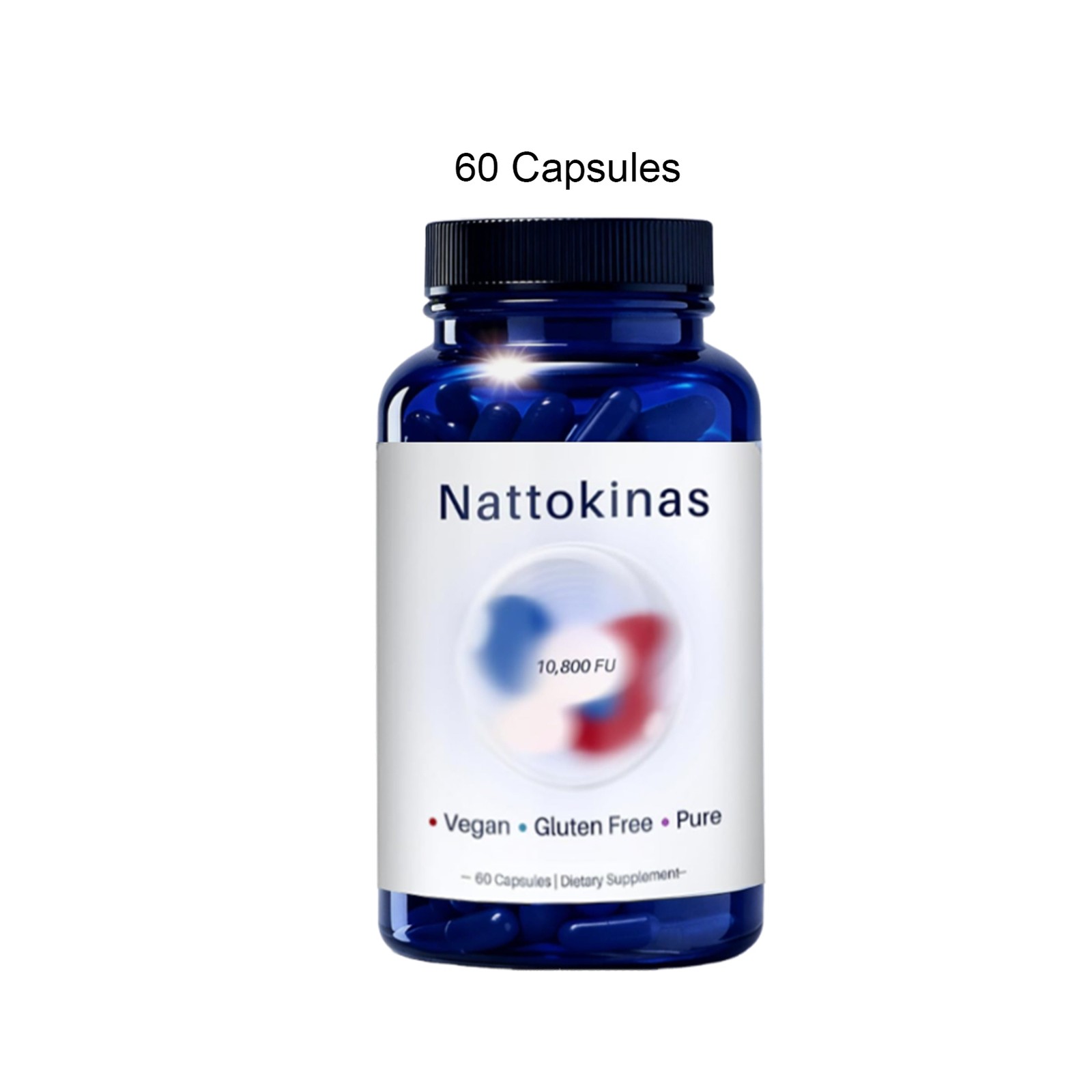 Nattokinase Supplement – 10800 FU 60 Capsules organic & Vegan, Gluten Free