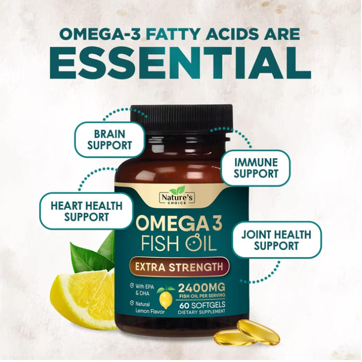 Triple Strength Omega 3 Fish Oil Supplement 2400 mg – EPA & DHA Fish Oil Omega 3