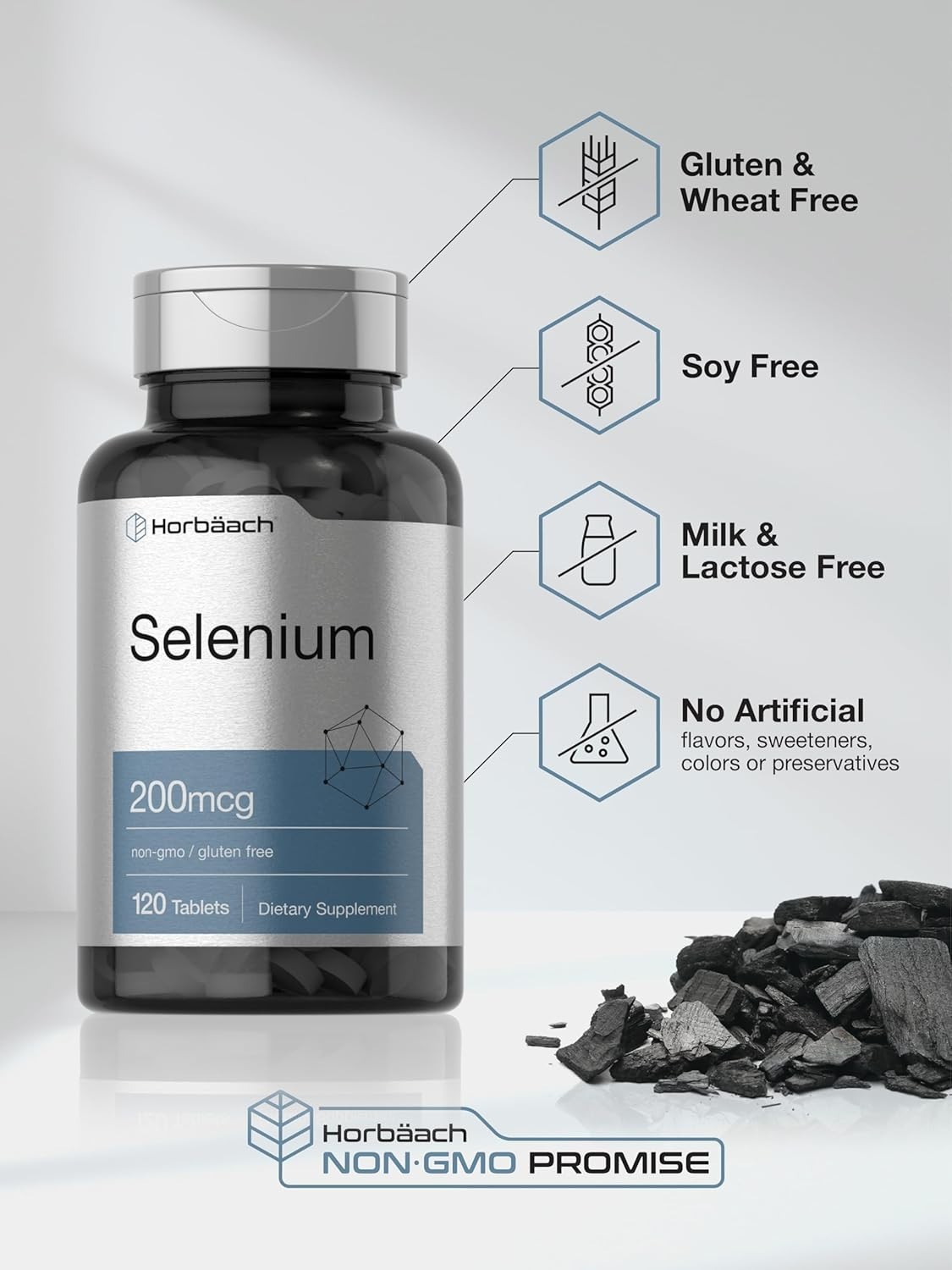 Selenium Supplement 200Mcg for Women and Men| 120 Tablets | Non-Gmo and Gluten F
