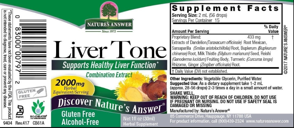Nature’s Answer Liver Tone 1 fl oz Liquid Extract Detox New Sealed Exp 08/2026