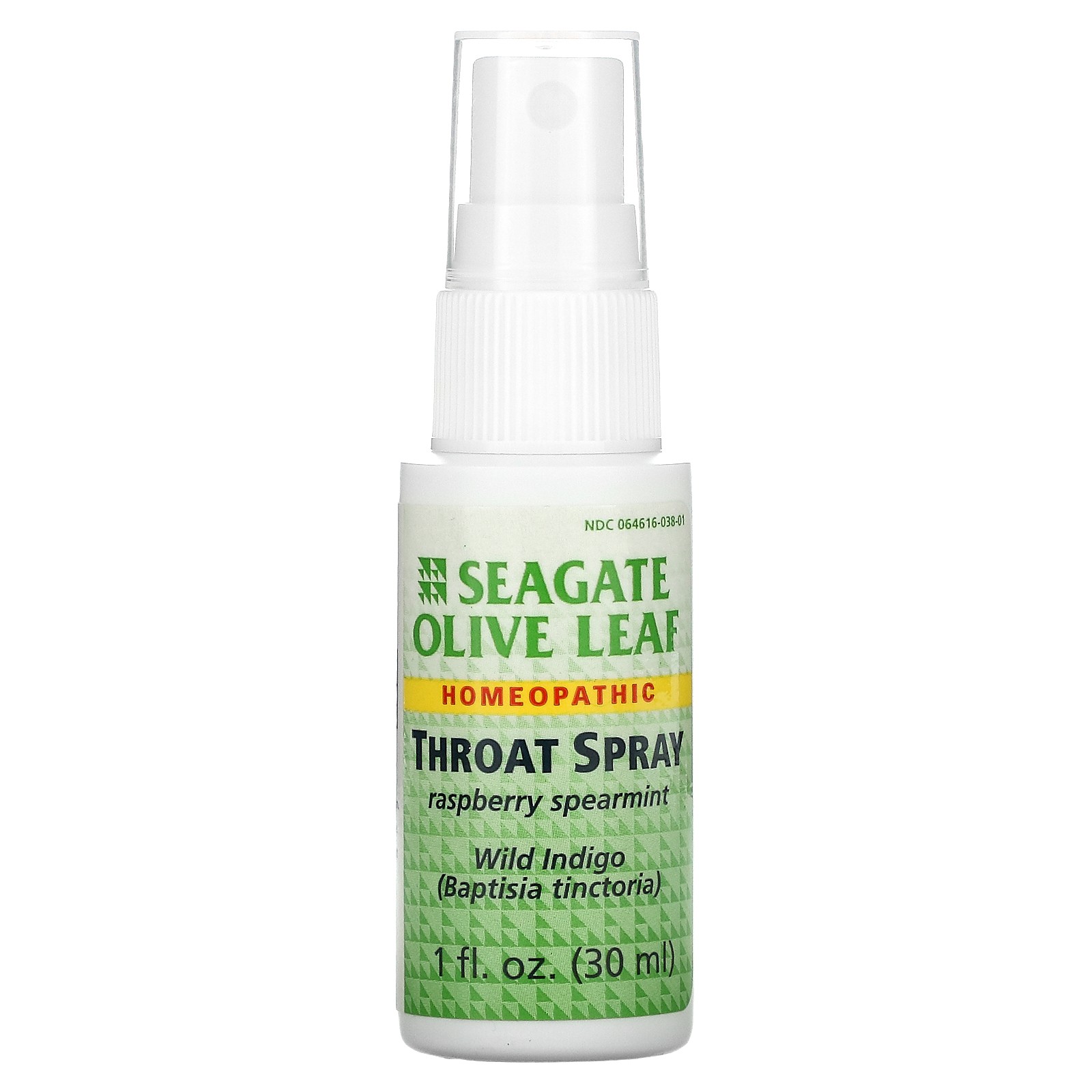 Seagate Olive Leaf Throat Spray Raspberry Spearmint 1 fl oz 30 ml Chemical-Free