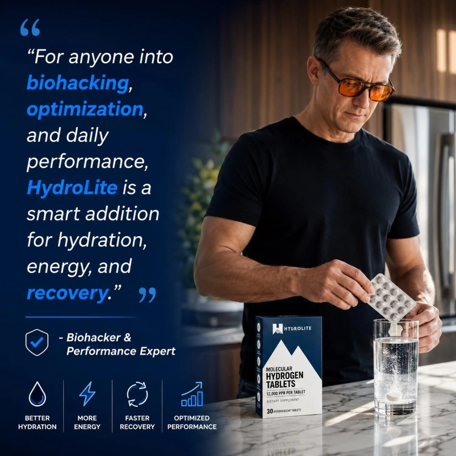 HydroLite Molecular Hydrogen Tablets for Drinking Water with Magnesium | Highest