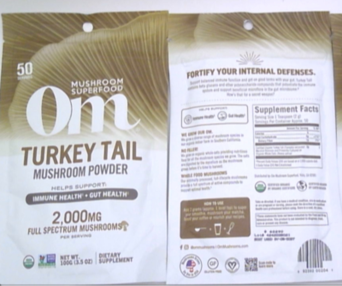(2 Pack) 8/27 Om Mushroom Superfood Turkey Tail Organic Mushroom Powder, 3.5 Oun
