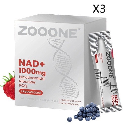 NEW ZOOONE NR1000 Packets Berry Flavor Drink Mix – 30 NAD+ Lutein – Healthy Skin