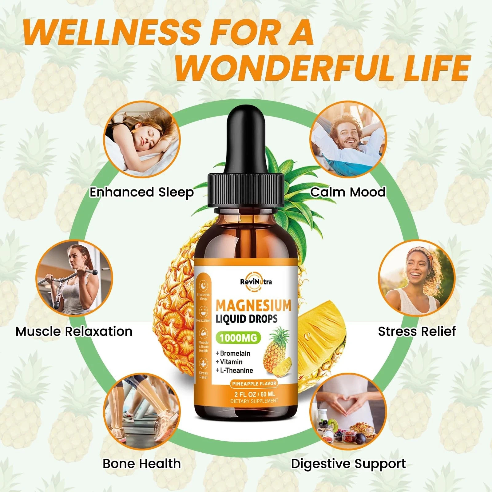 Magnesium Glycinate Liquid Drops, 1000mg of Liquid Magnesium Complex Suppleme…
