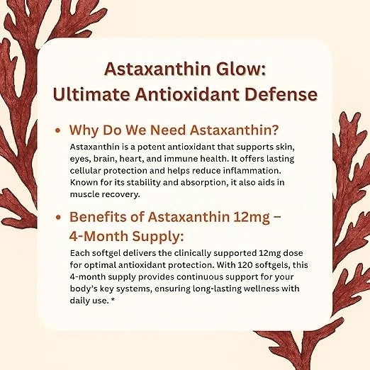 1-3 PACK Astaxanthin 120 Softgels 12mg – Supports Eye Health and Joint Health