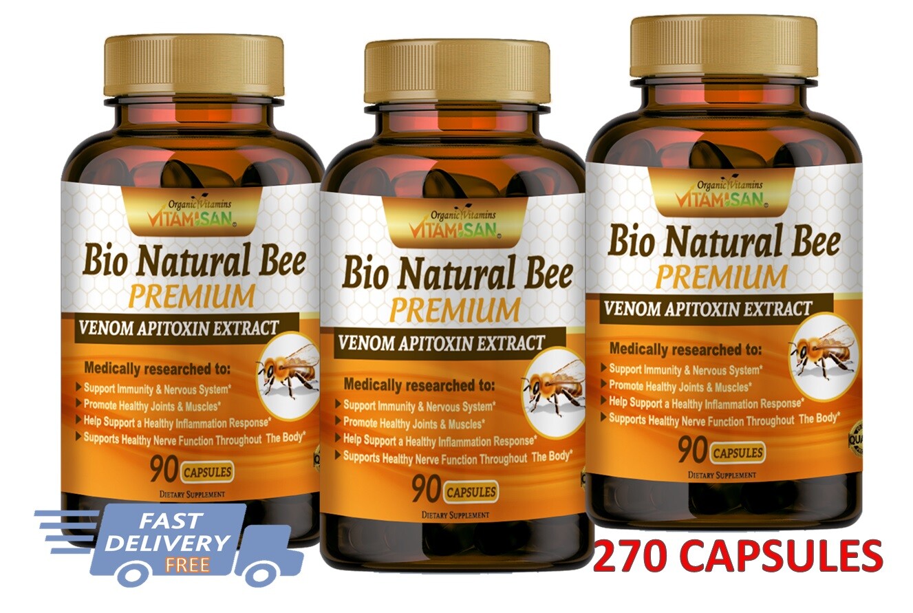 3 Bottles Natural Bee Anti Inflamatory Join support Bee Venom Extract 270 Caps