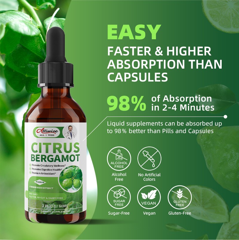 Organic Citrus Bergamot Bergamia Extract 1000 mg Liquid Drops 60ml×2 w/ Soursop