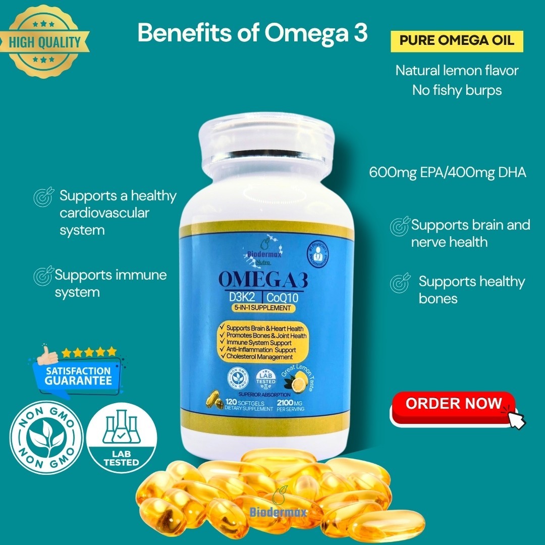Omega 3 With D3,K2 & CoQ10 120 Softgels Lemon Taste
