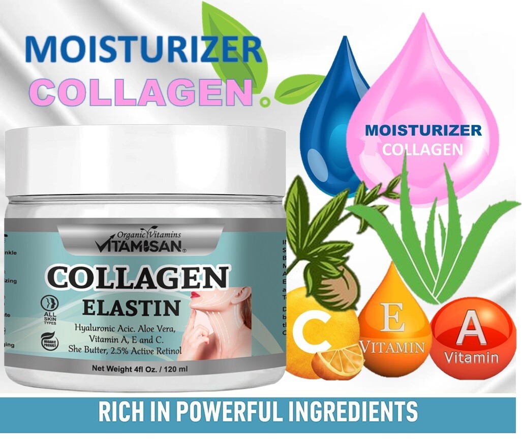 2 JAR 4=8 OZ COLLAGEN ELASTIN CREAM,no SNAIL GEL CREam 8 oz total