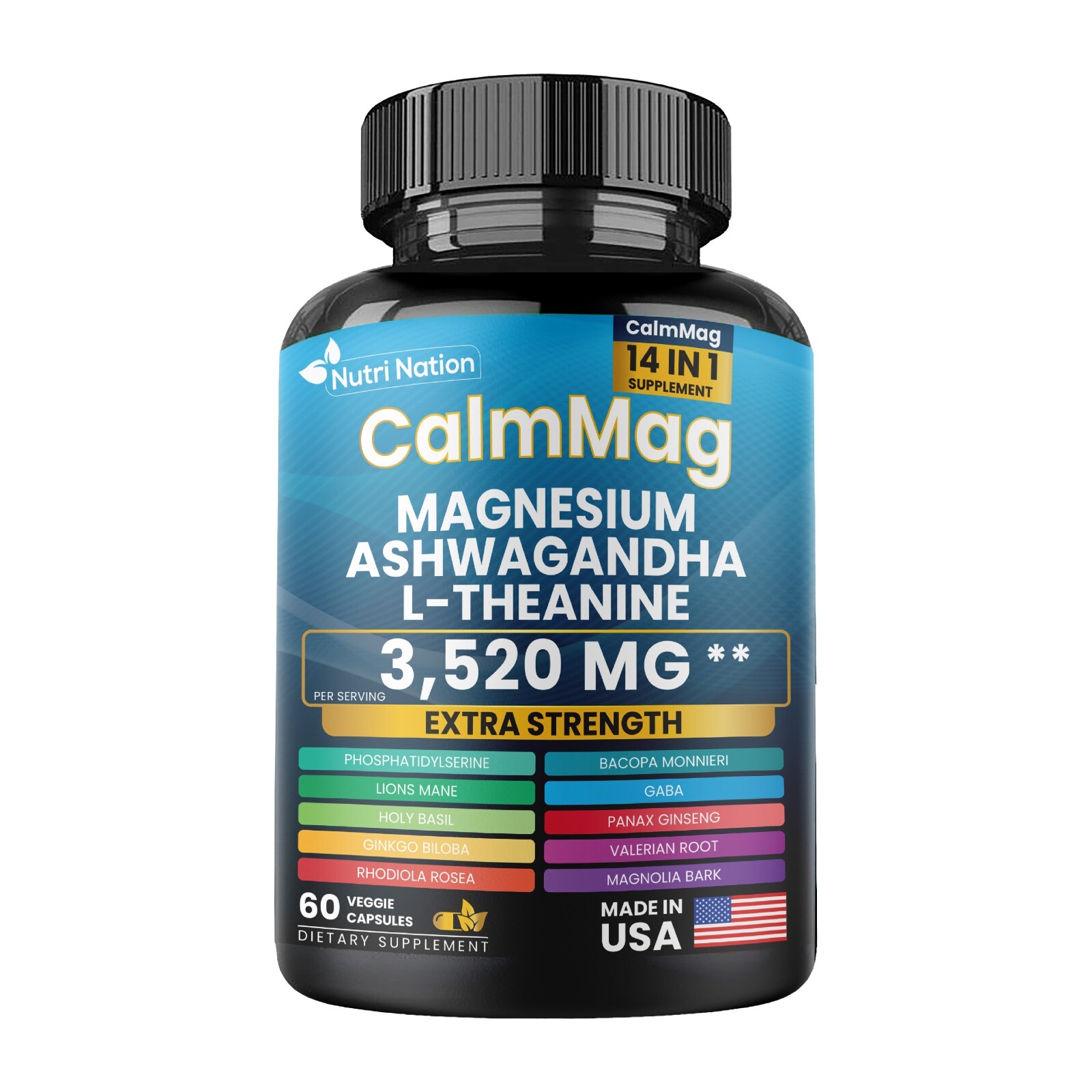 Cortisol Magnesium Supplement Glycinate 250mg L-Theanine 150mg Ashwagandha 150mg