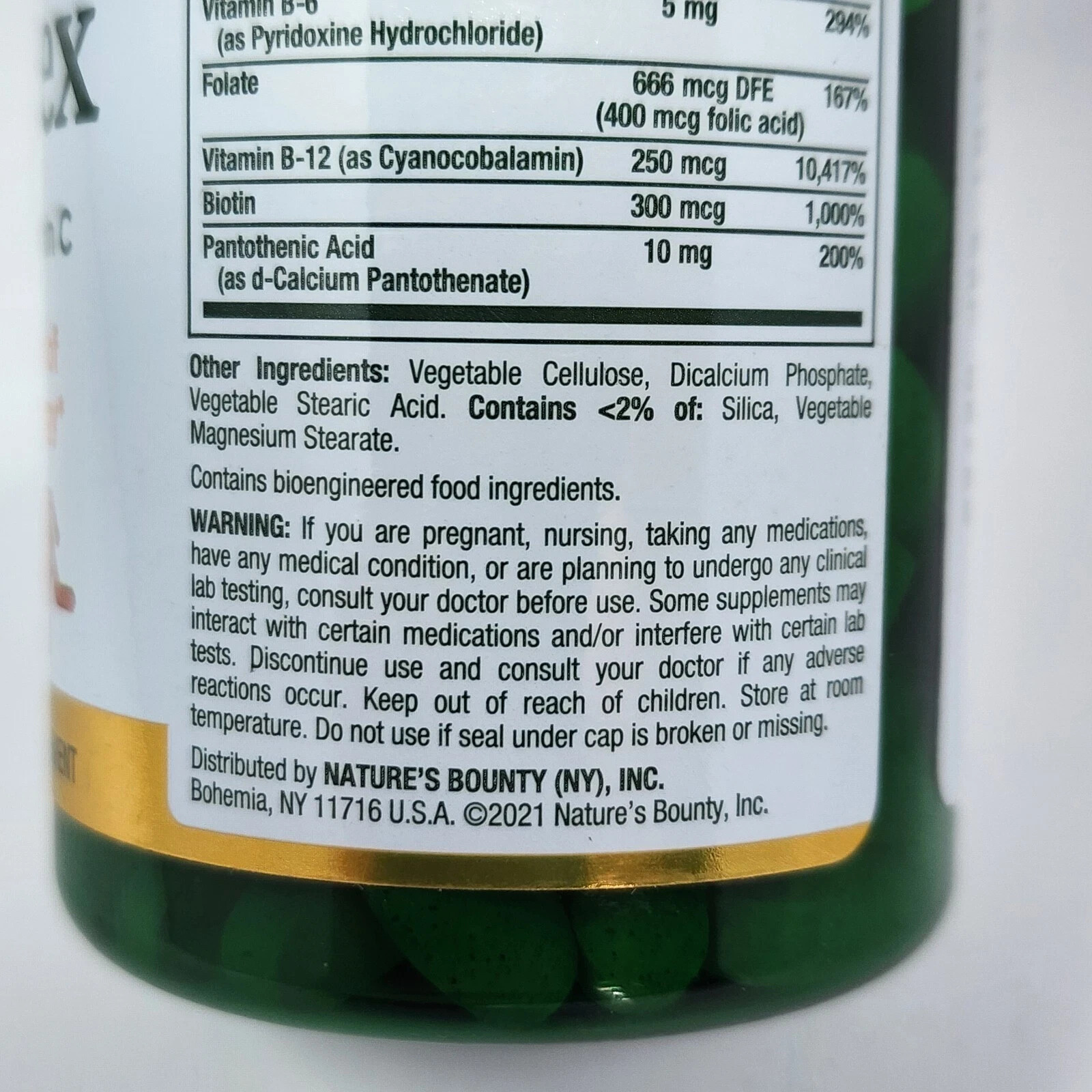 Nature’s Bounty B-Complex w/ Folic Acid + Vitamin C, Time Released, 125 Tablets