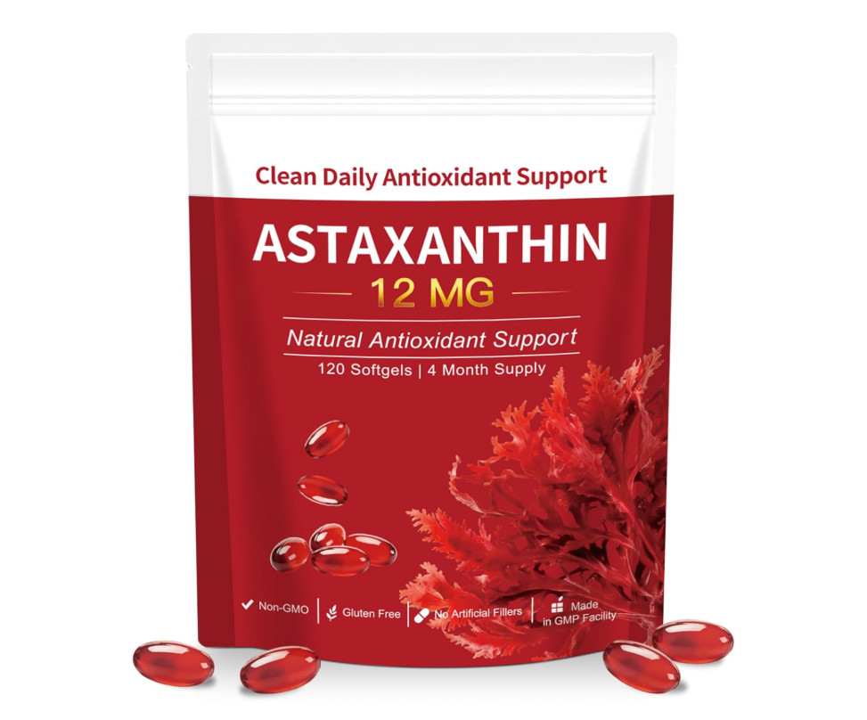 Astaxanthin 12mg Natural Microalgae Eye Skin Health Antioxidant 120 Softgels