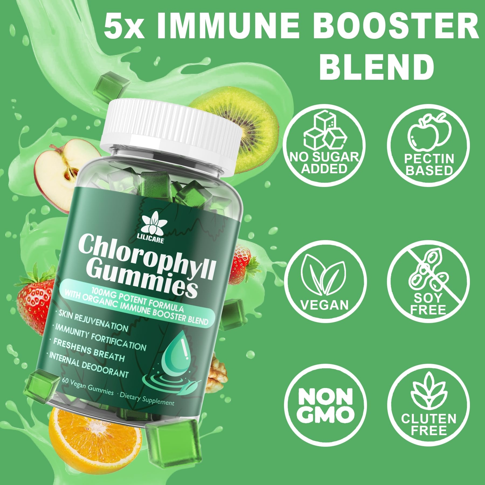 Sugar Free Chlorophyll Gummies – with Unfiltered ACV, Sea Moss & Elderberry, …