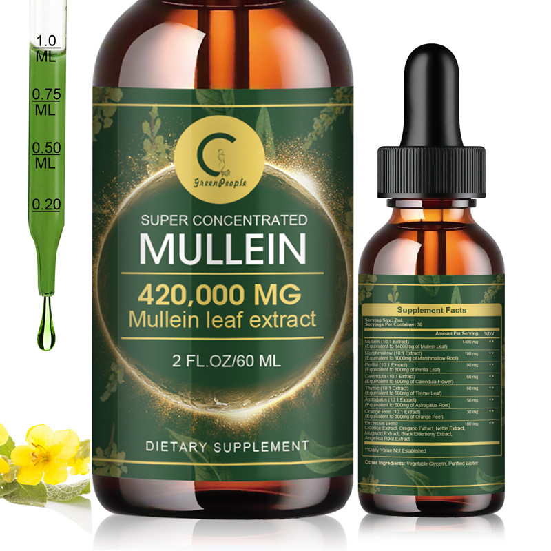 Mullein Drops for Lungs Herbal Mullein Extract-Lung Cleanse Healthy Respiratory