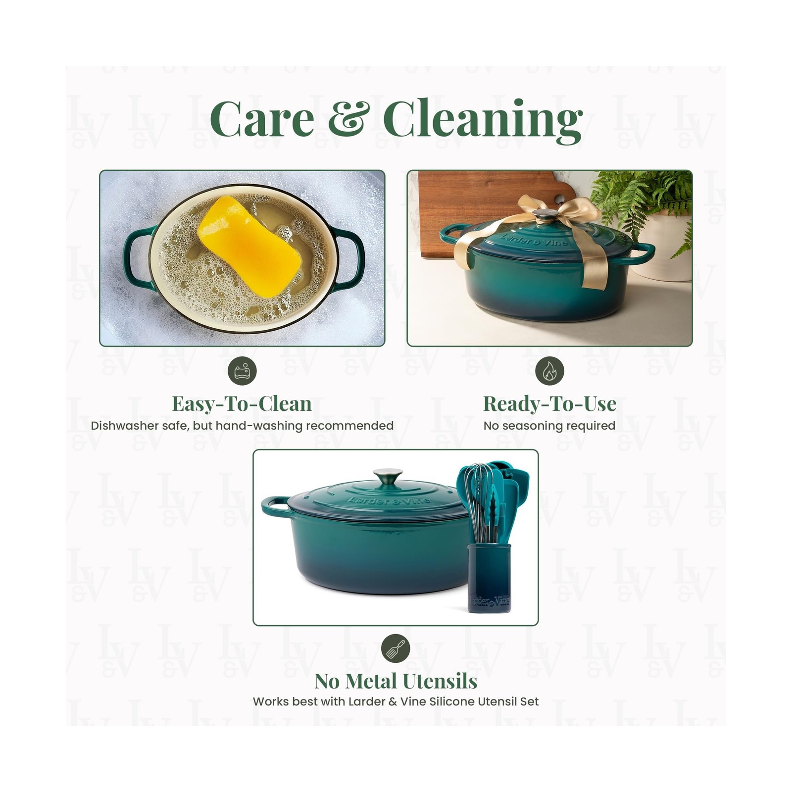 Larder & Vine Enameled Cast Iron 8 qt Dutch Oven Pot with Lid | Bread Baking …