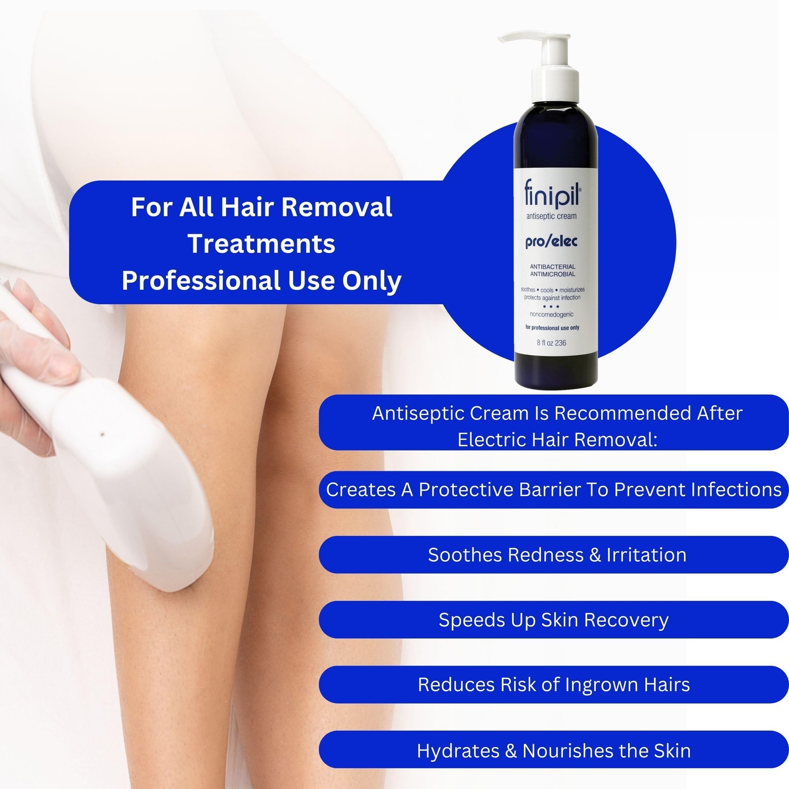 Nufree Finipil Pro Elec Antiseptic Cream, 8 Ounce 8 Fl Oz (Pack of 1)
