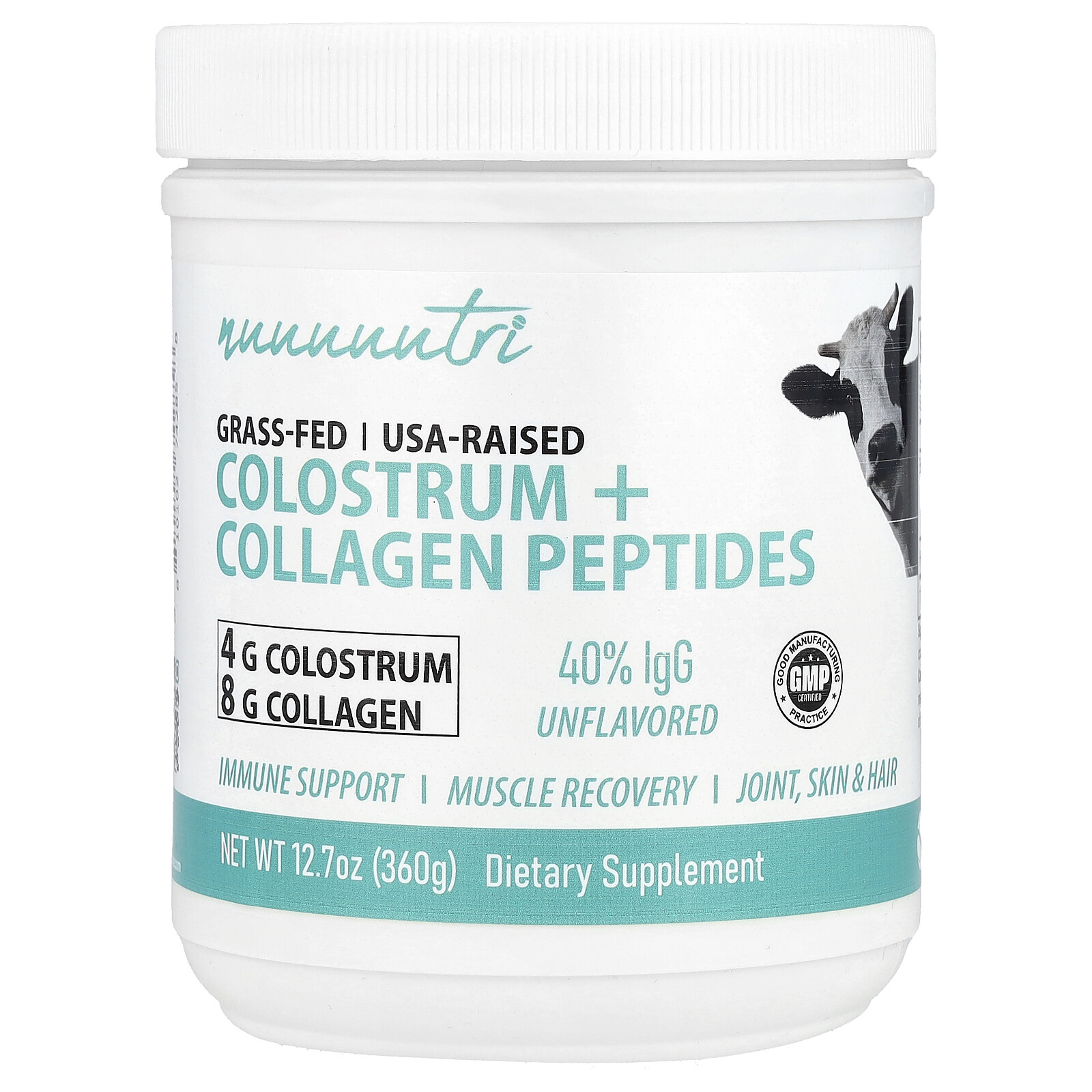 Nutri, Colostrum + Collagen Peptides, Unflavored, 12.7 oz (360 g)