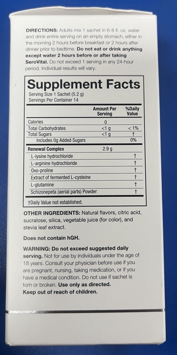 SeroVital Rapid Dissolve Powder Fruit Punch 14 Sachets Supplement SEALED 5/26