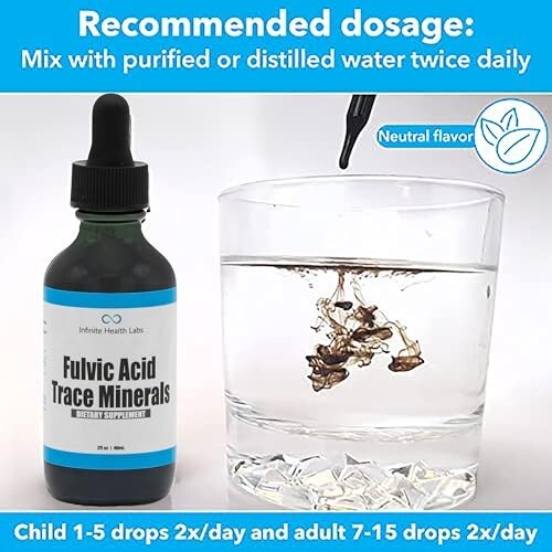 Fulvic Acid Trace Minerals Supplement – 169 Servings – Made in USA