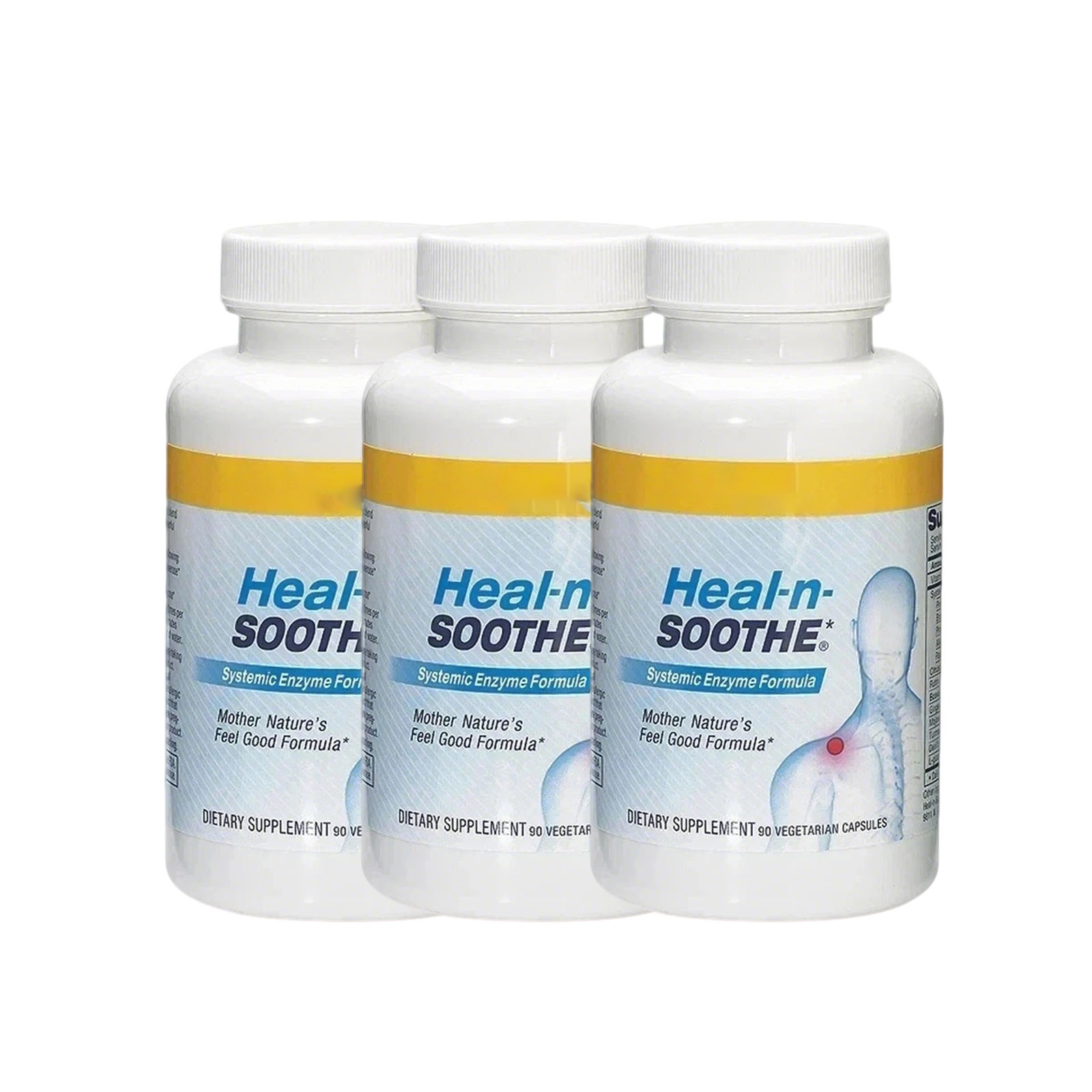 Premium LivingWell Nutraceuticals Heal-n-Soothe Systemic Enzyme Formula 90 Capsu