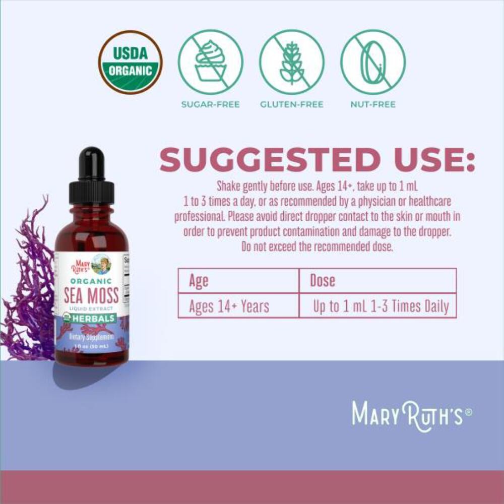 1/27 MaryRuth Organics USDA Irish Sea Moss Liquid Drops | Organic Irish Moss | C