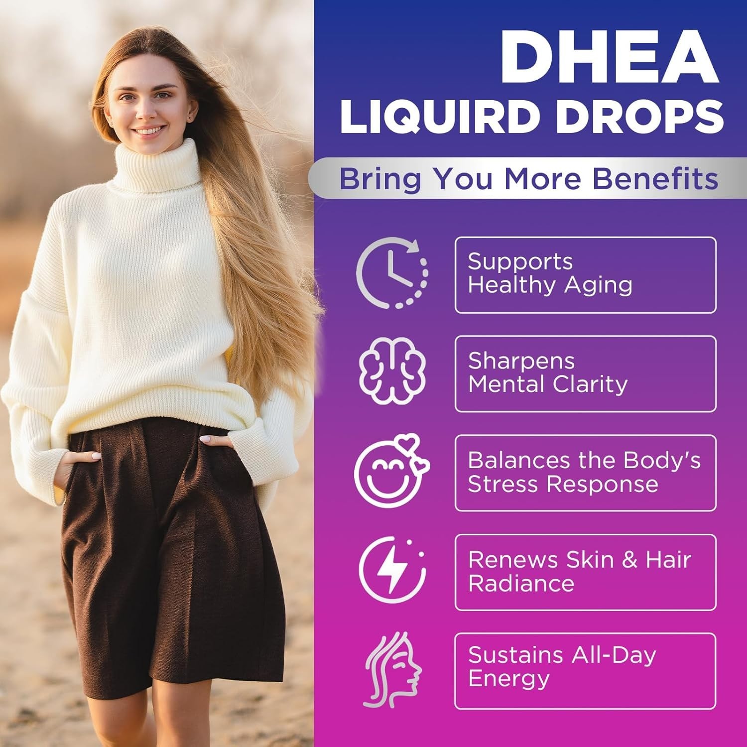 NATISLAND DHEA Supplement for Women and Men, 25 mg / 50 mg Adjustable DHEA