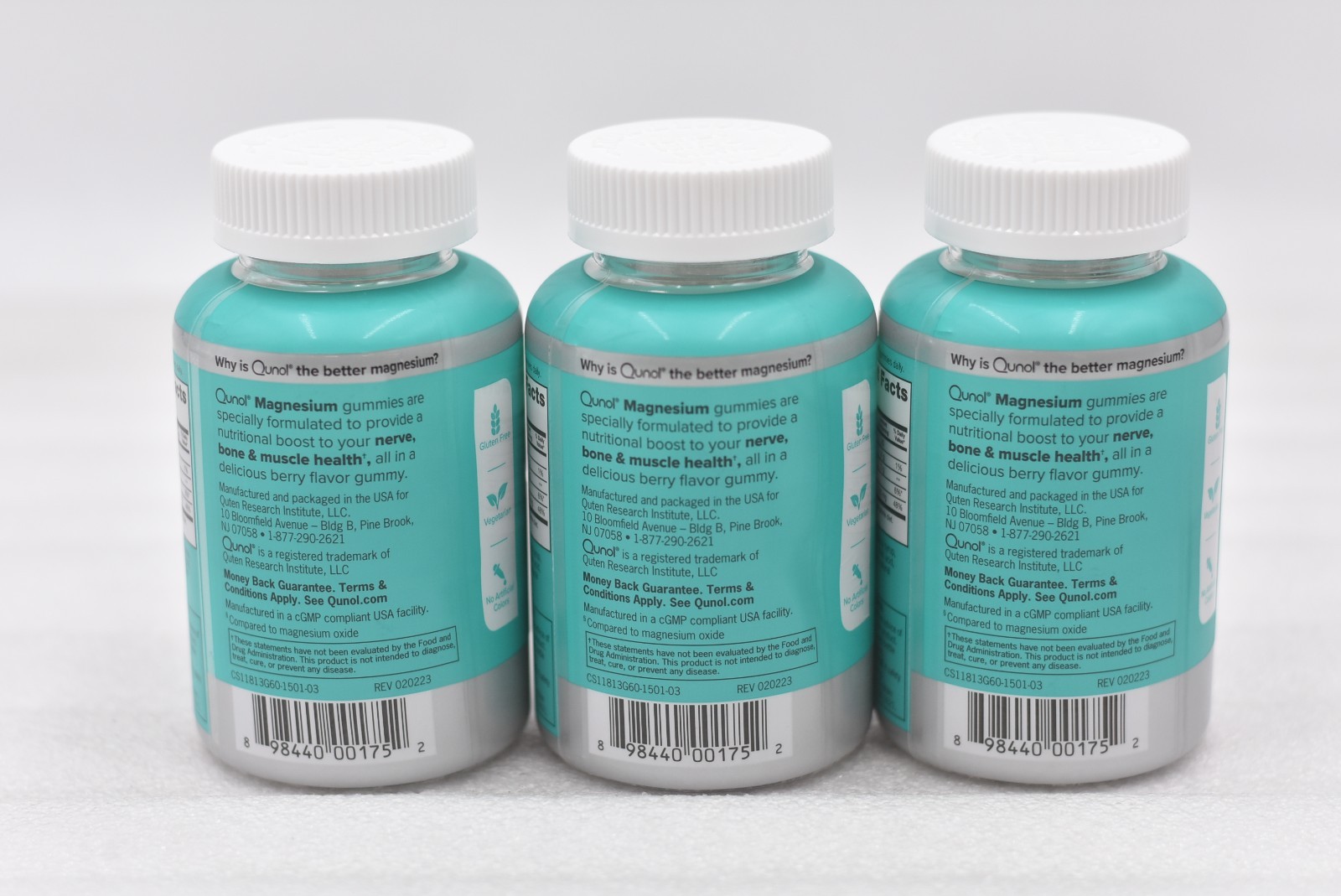 Lot of 3 Qunol Minerals Magnesium Gummies Berry Flavor 200mg EXP: 03/2026