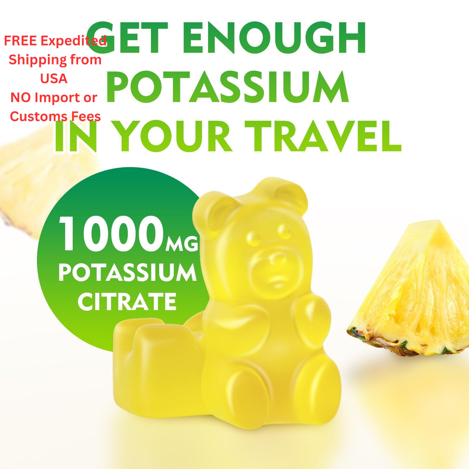 Potassium Citrate Gummies 1000mg, High Potency 60 Count (Pack of 2)
