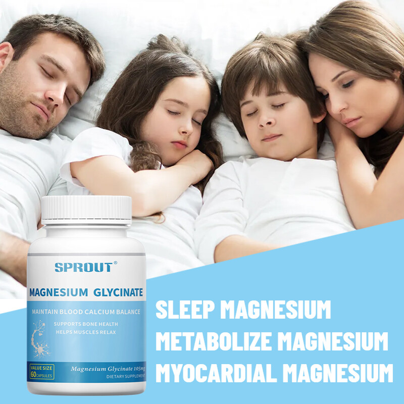 Magnesium Glycinate 105mg – 60 Capsules For Sleep, Stress Relief Support Bone