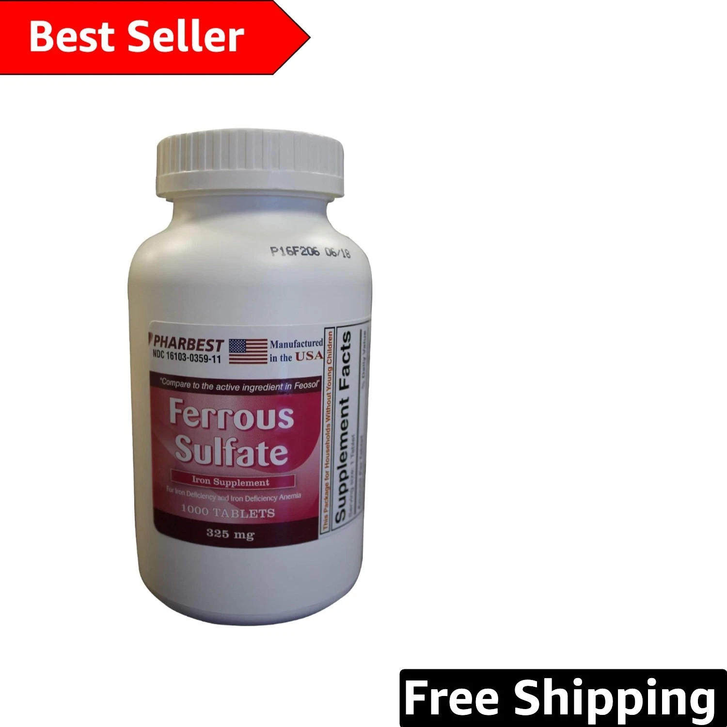 1000 Count Ferrous Sulfate 325 mg Tablets – Essential Iron Boosting Supplement