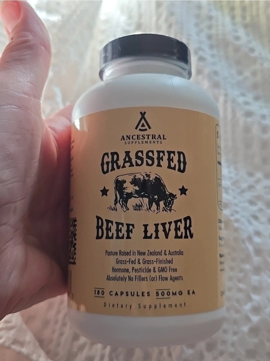 Ancestral Supplements Grassfed Beef Liver – 180 Capsules 500mg EA sealed