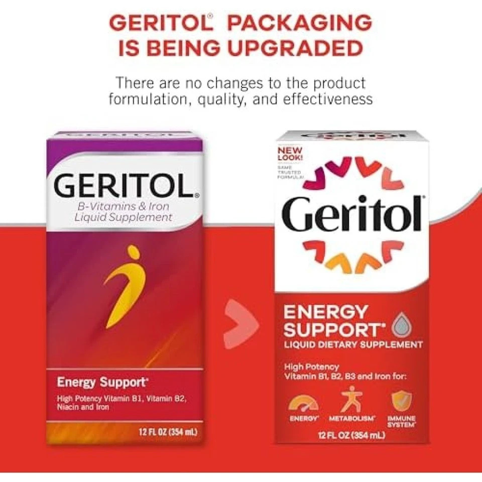 Geritol Liquid Multivitamin and Iron Supplement for Energy Support 12 Fl Oz