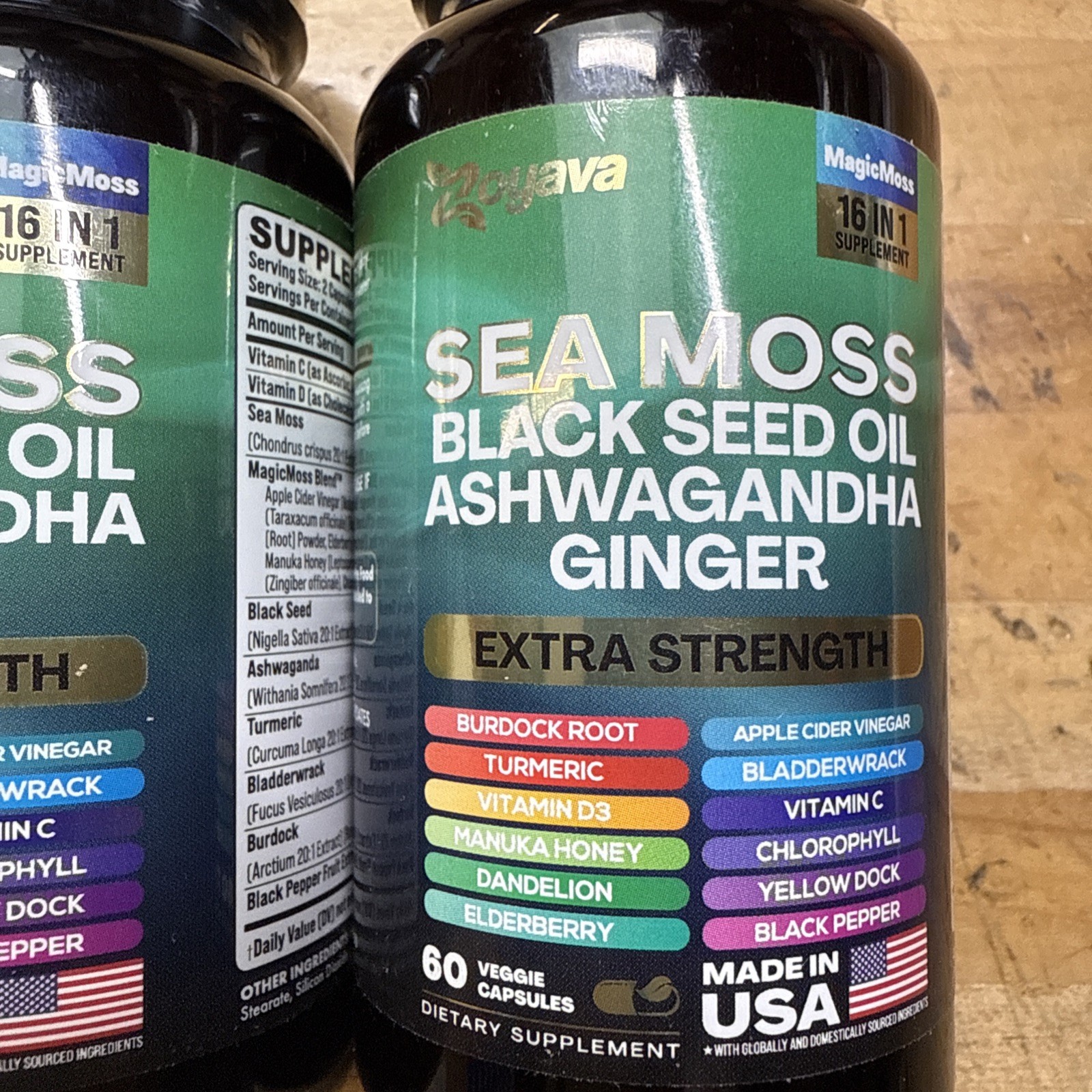 2 Pack Zoyava Sea Moss Black Seed Oil Ginger Ashwagandha Turmeric 120 Caps