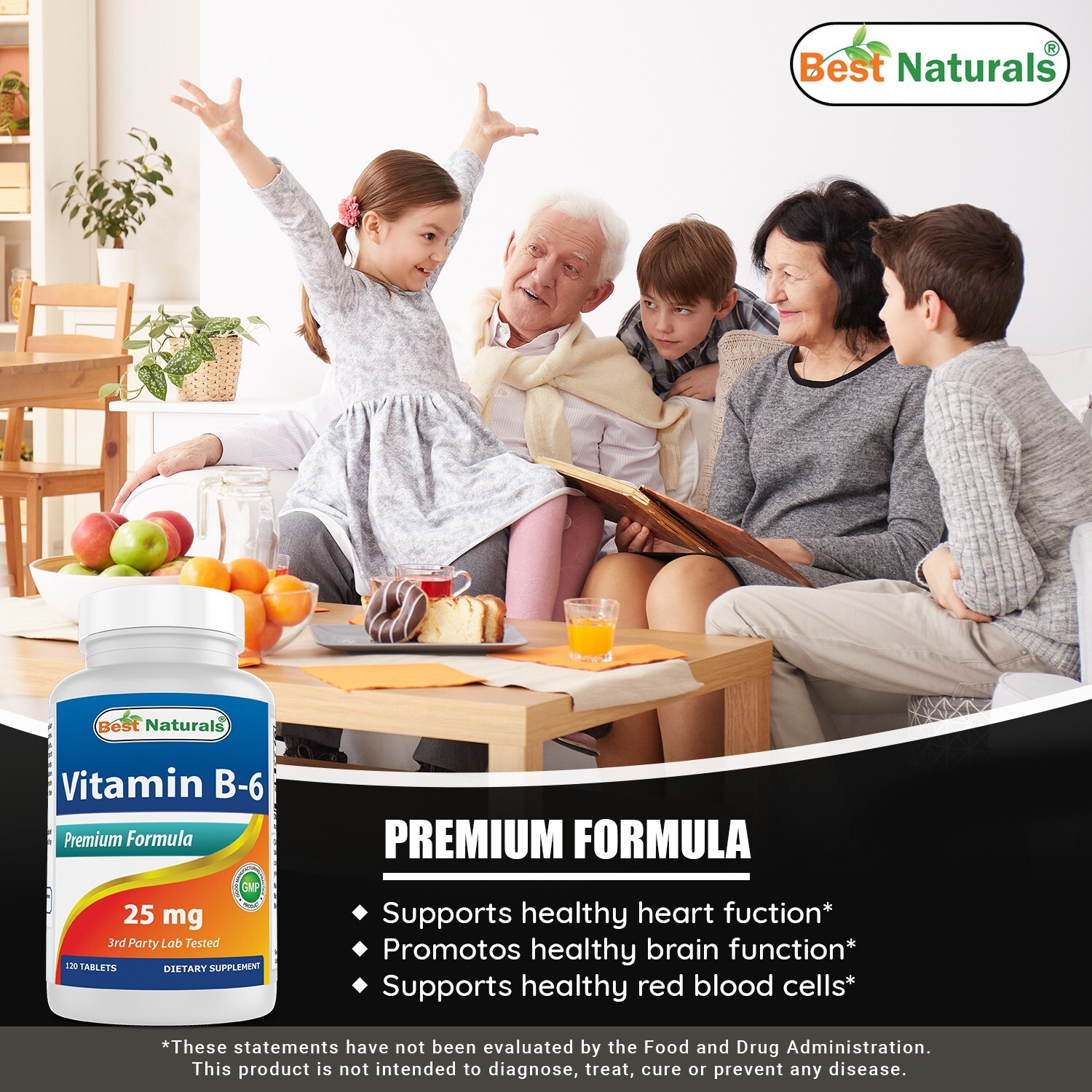 2 Pack Best Naturals Vitamin B6 25mg 120 Tablets