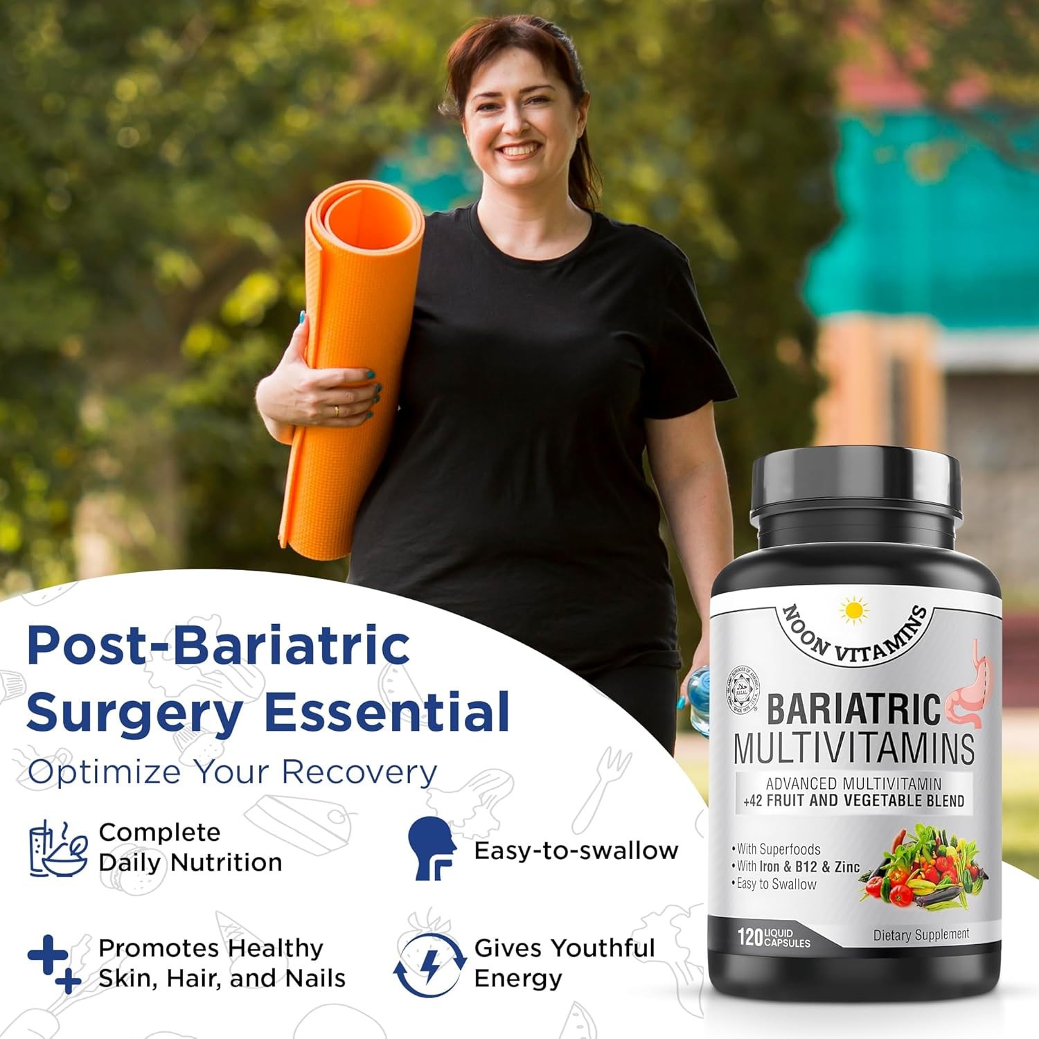 Bariatric Multivitamin with Iron 42 Superfood Blend 120 Capsules Free Ship