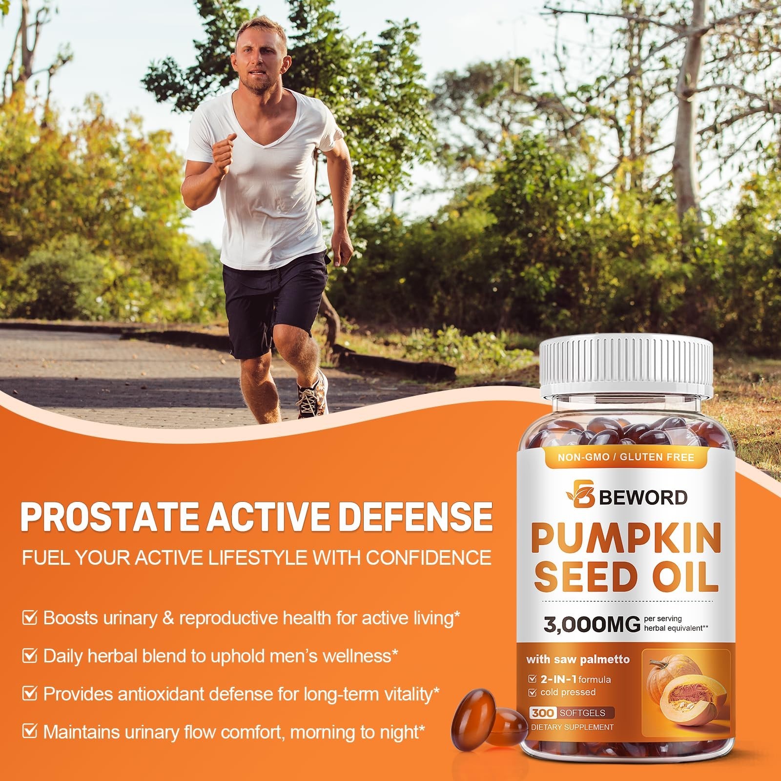 Pumpkin Seed Oil & Saw Palmetto Softgels 3000mg – 600 Count | Cold-Pressed, Non-