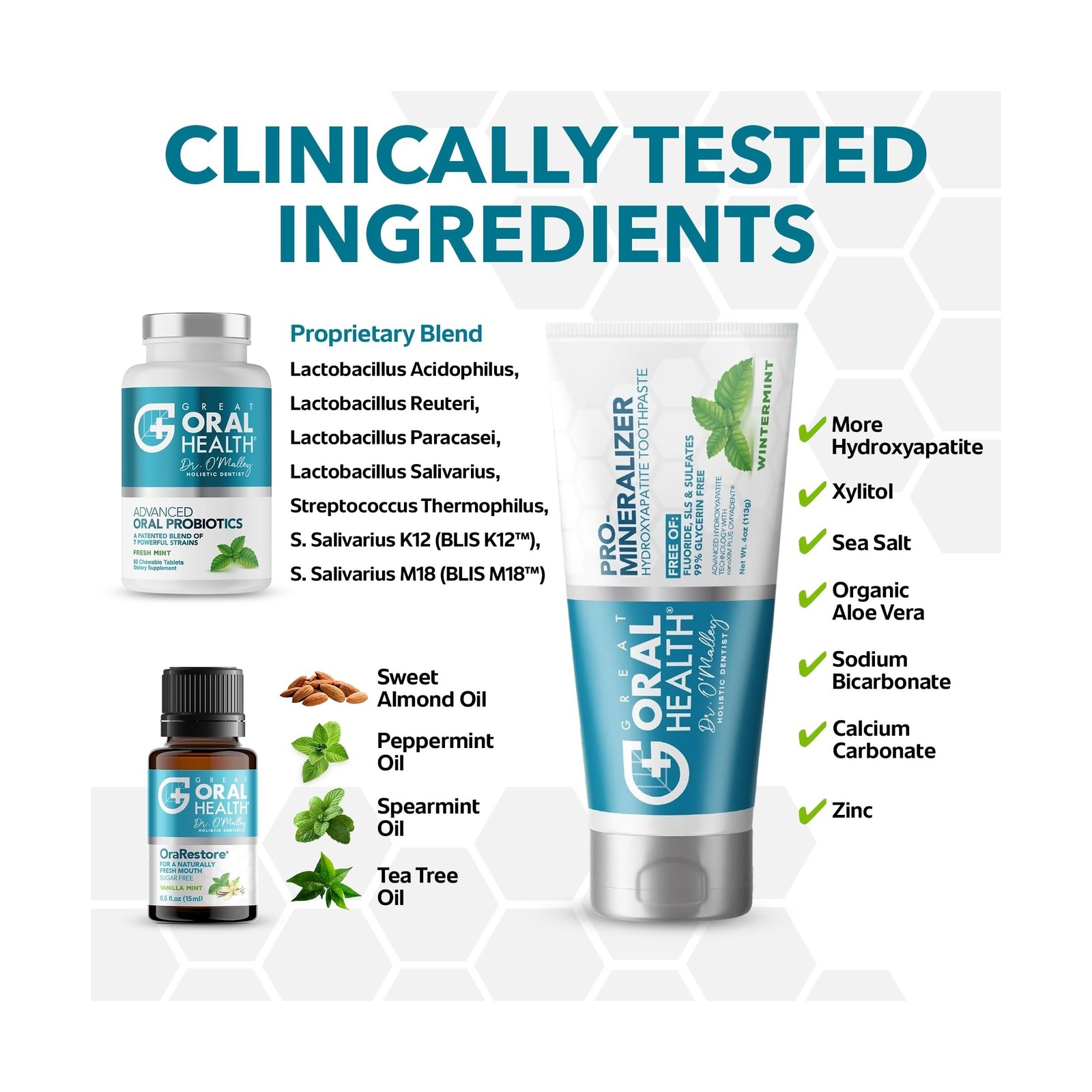 Great Oral Health Oral Care System – Toothpaste, Probiotics, Mouthwash