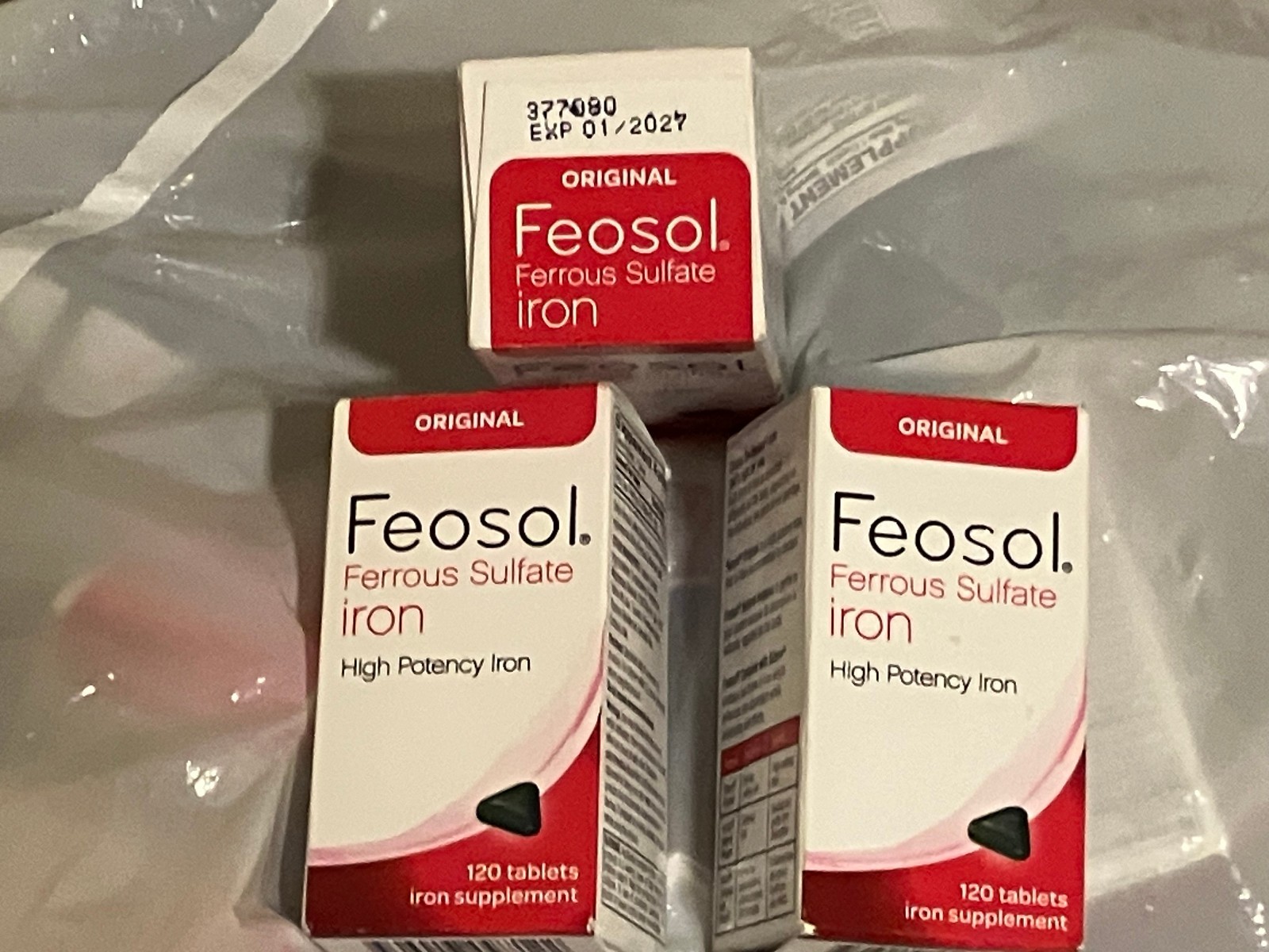 Feosol ORIGINAL Ferrous Sulfate Iron High Potency, 120 Tablets Each (Pack of 4)
