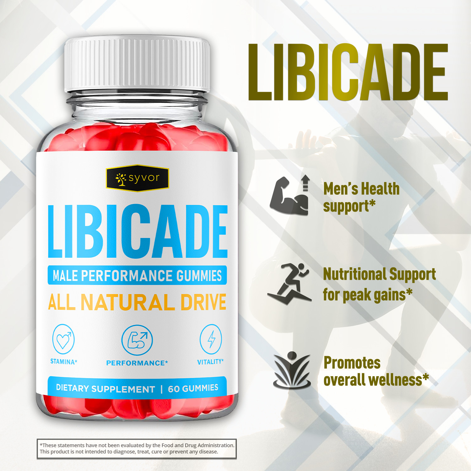 (2 Pack) Libicade Gummys Advanced Male Support Formula Vitamin 120 Gummies