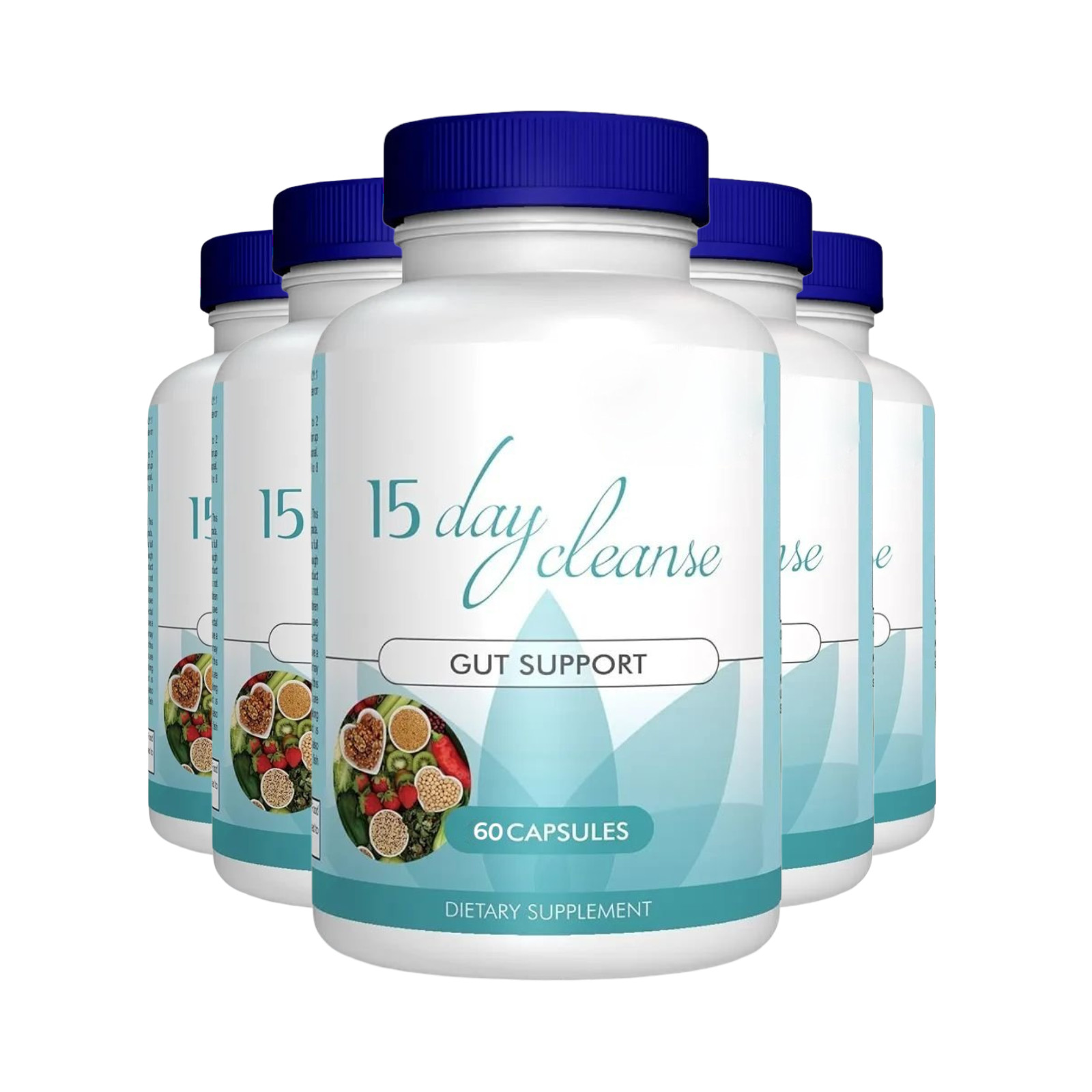 5-Pack 15 Day Cleanse Gut Support – Daily Gut & Colon Support Capsules -300 Caps