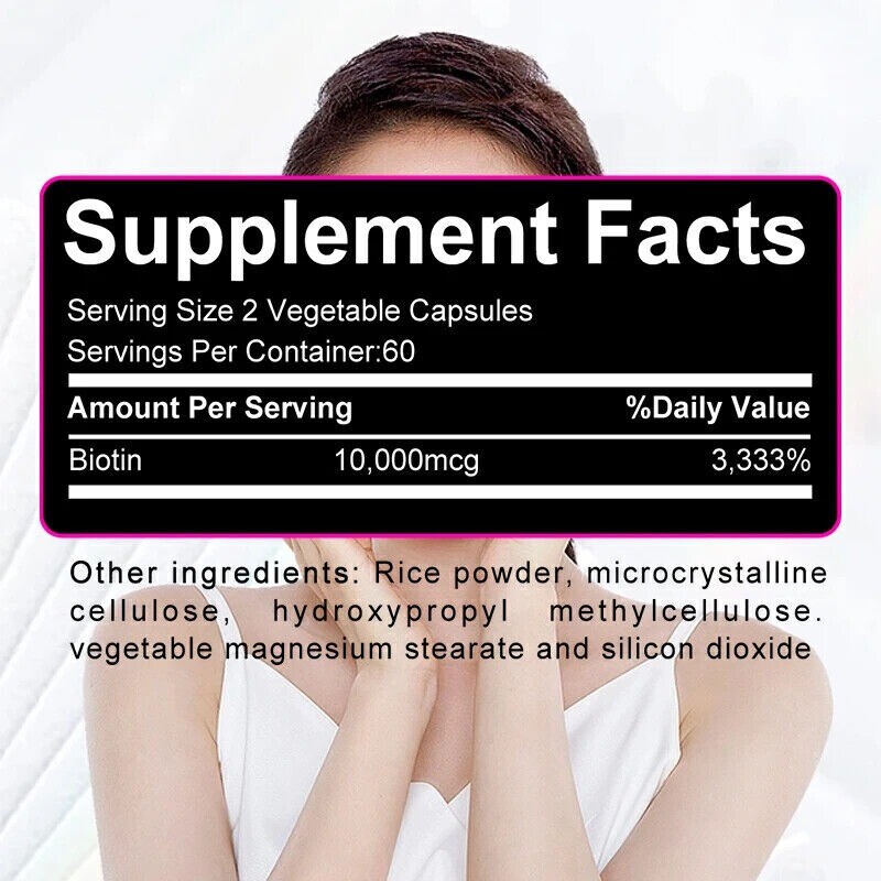 Biotin 10,000 Mcg Maximum Strength High Potency Hair Skin & Nails –