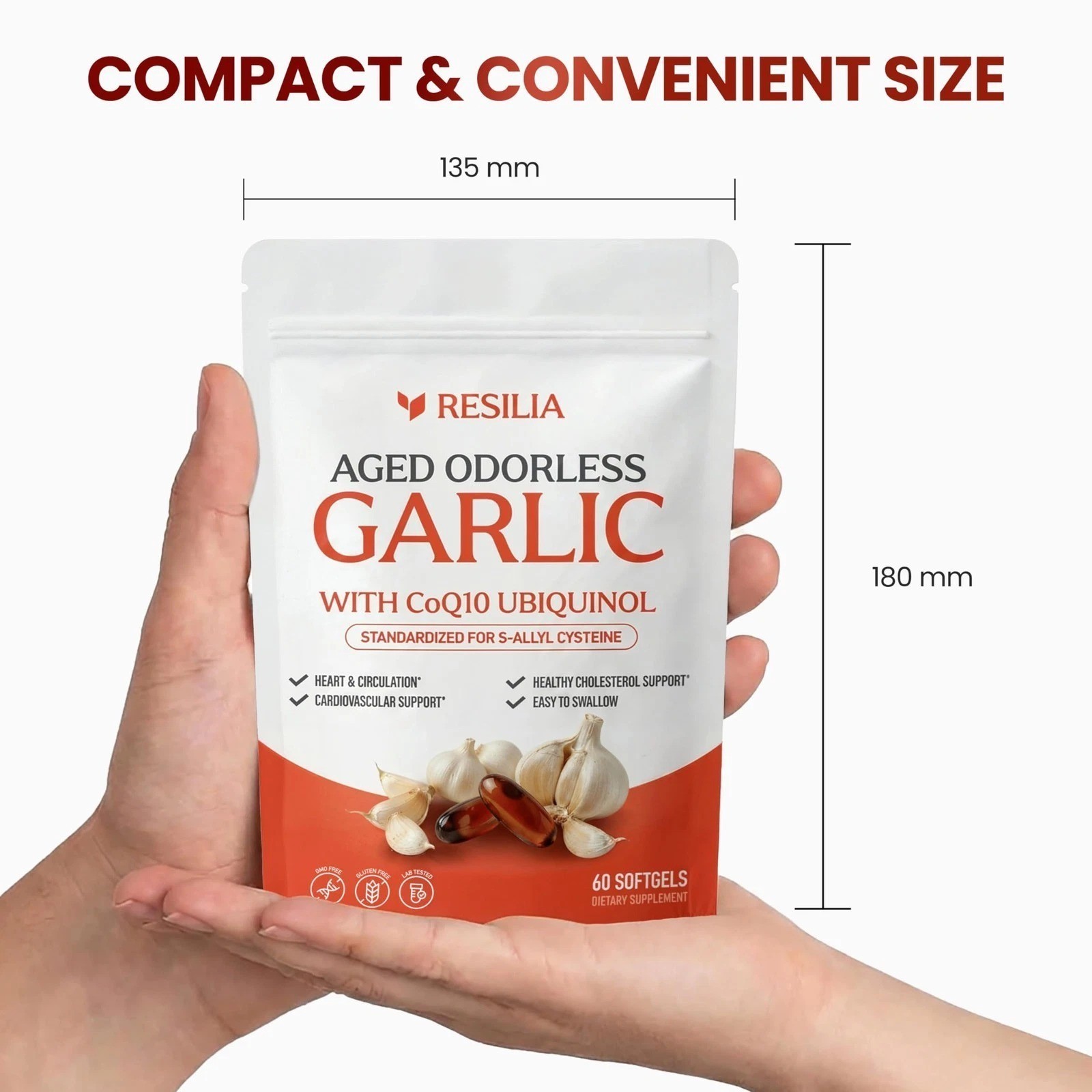 2Pack Resilia Garlic Extract 1200mg Softgels – Odorless Aged Garlic Extra..