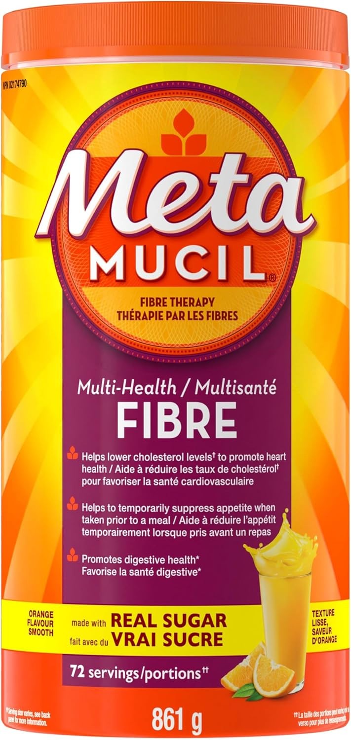 Metamucil 3 in 1 MultiHealth Fibre! Fiber Supplement Powder Orange 861g CANADA
