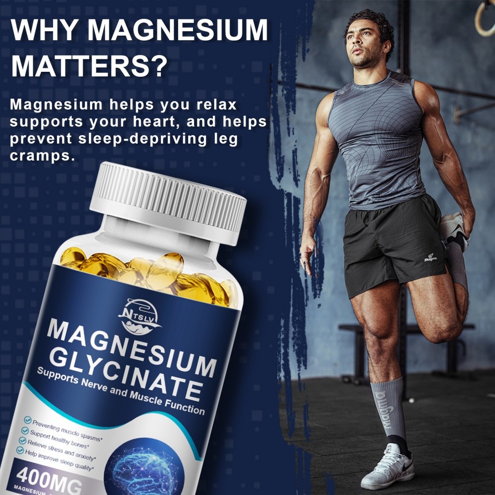 Magnesium Glycinate 120 Capsules 400mg 100% High Absorption Chelated