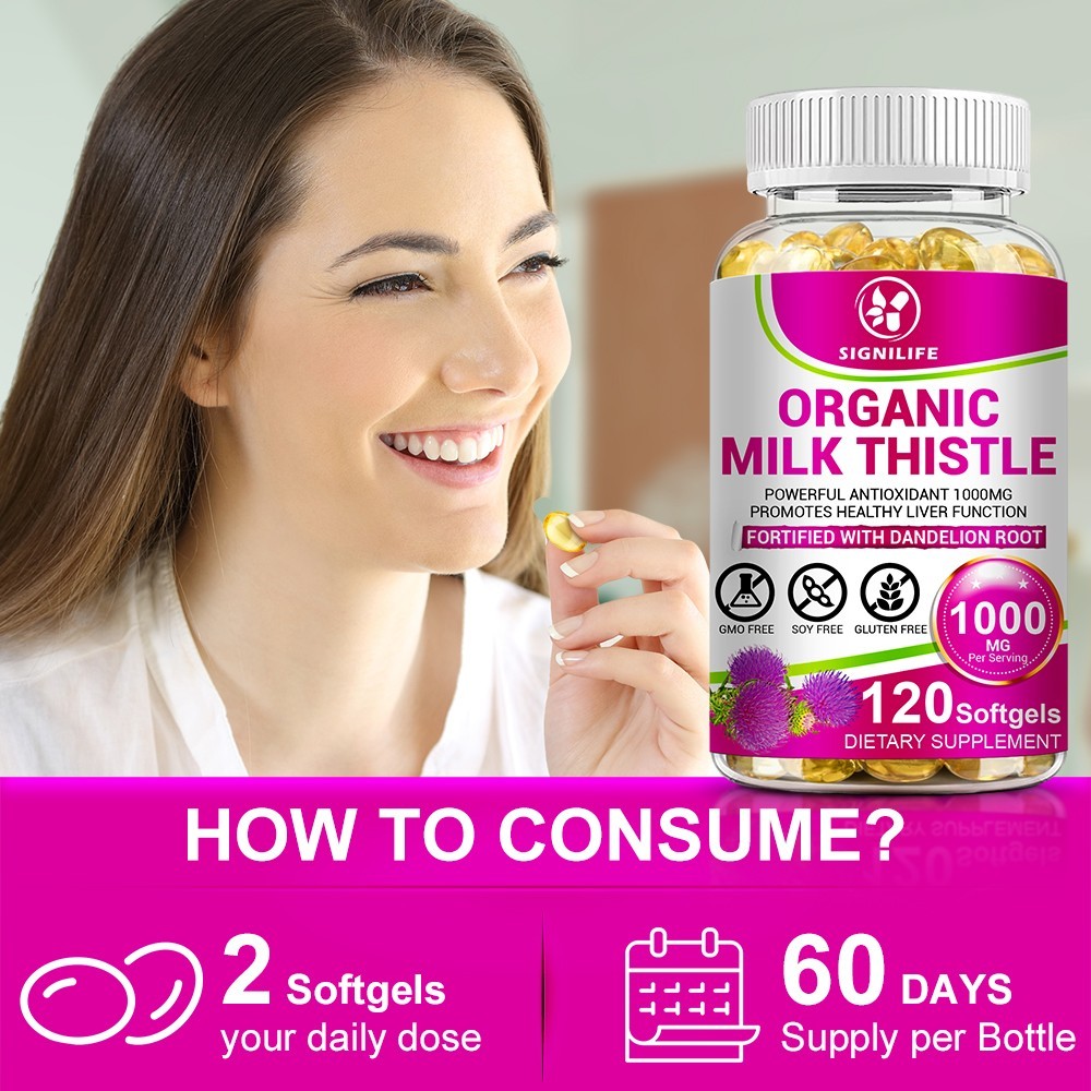 Milk Thistle Liver Cleanse Detox Herbal Liver Support Supplement 120 Capsules-
